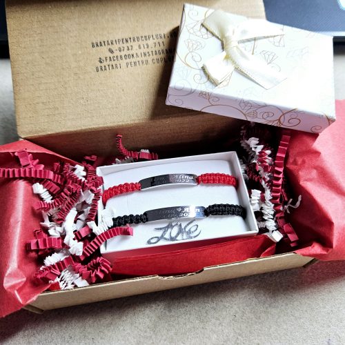 Set de 2 bratari pentru cupluri cu placuta personalizata cu Nume si Data BPC094 photo review